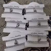 ست دستبند دوستی مگنتی قلبی کارتیر نقره ای پک10عددی