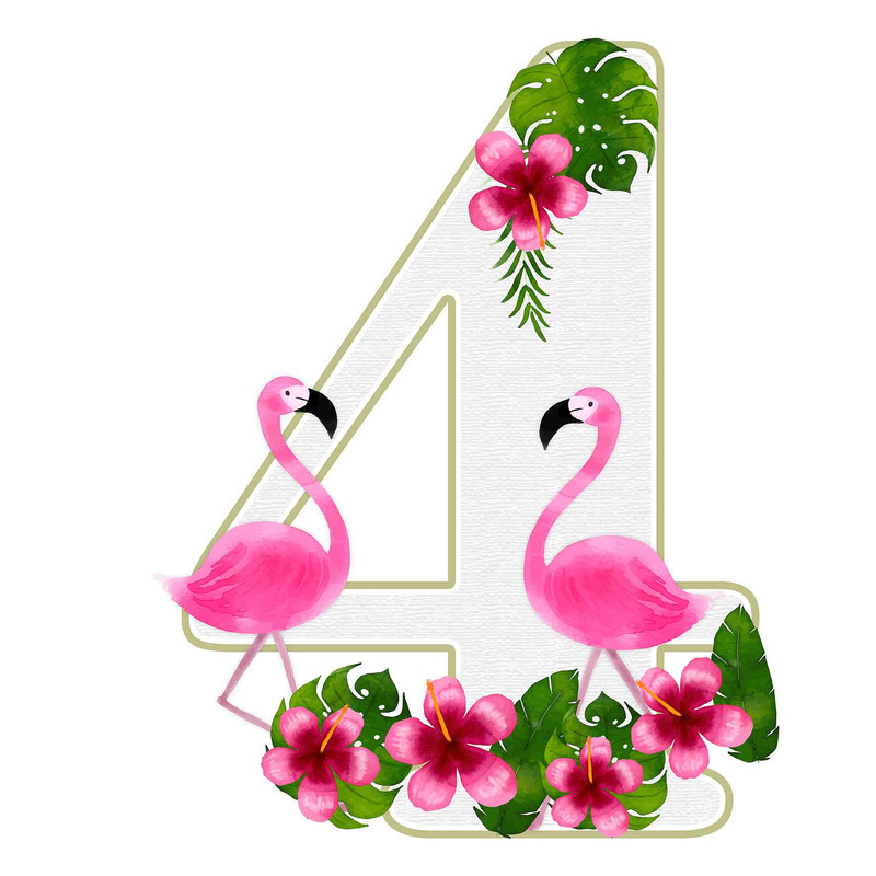 استند رومیزی تولد مدل عدد 4 طرح فلامینگو کد 884