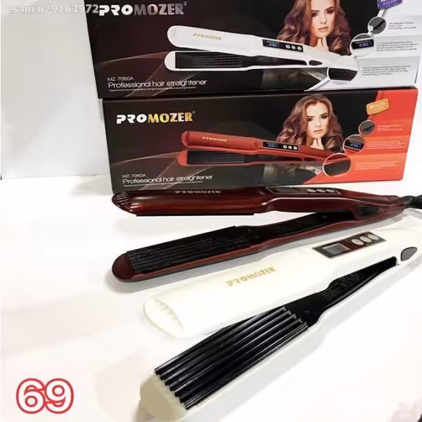 اتو مو فر (ویوکننده) پرو موزرمدل PROMOZER MZ 7050A  بهترین مدل ویو کننده مو – کله ی شیشه ای – صفحه دیجیتال