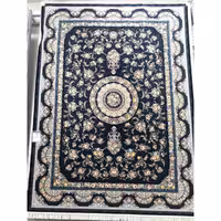 فرش ماشینی 1200 شانه اصل تراکم 3600 طرح گل افشان زمینه سرمه ای 12 متری جنس اکرولیک