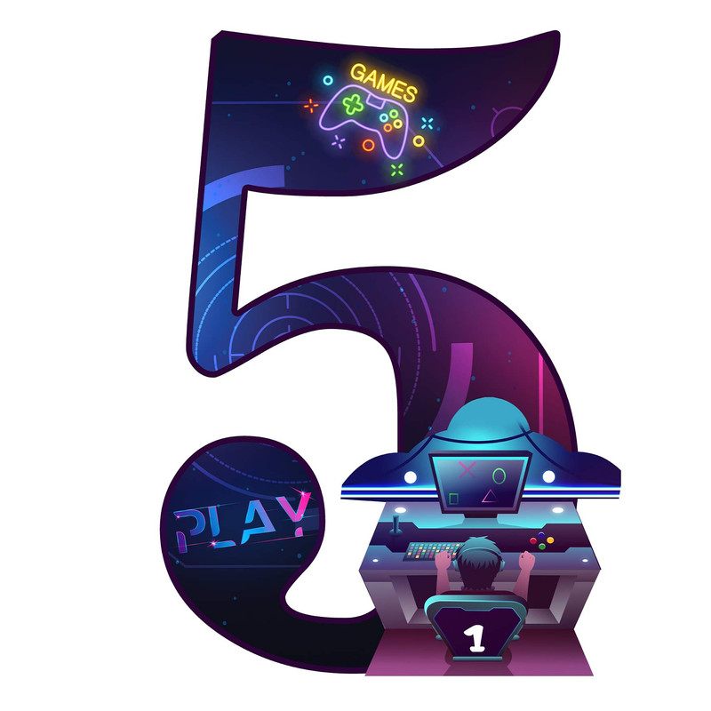 استند رومیزی تولد مدل عدد 5 طرح گیم کد 1128