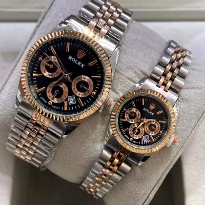 ساعت رولکس بند استیل دورنگ مردانه