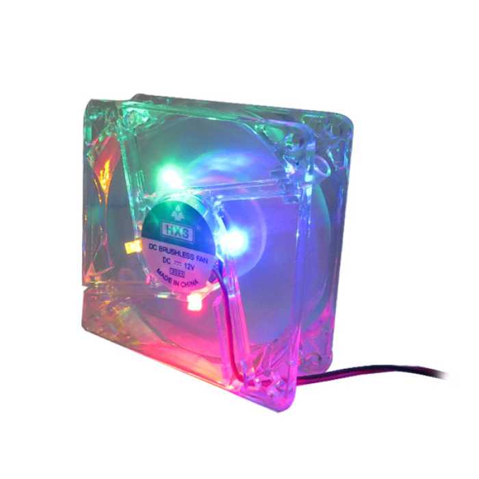 فن کیس HXS شیشه ای 8 در 8 طرح سفید چراغ دار  رنگ بندی  RGB