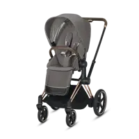 کالسکه پریام سایبکس طوسی با بدنه  رزگلد با کریر ایتون رنگ طوسی cybex e- priam