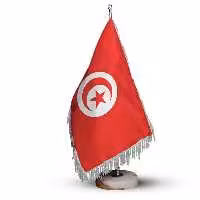 پرچم رومیزی کشور تونس ریشه زرد با پایه سنگی افراتوس