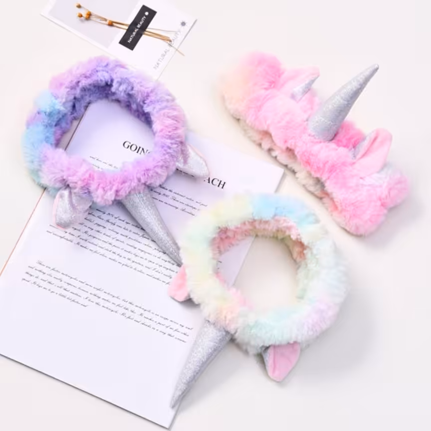 هدبند فانتزی حوله ای کشی طرح یونیکورن