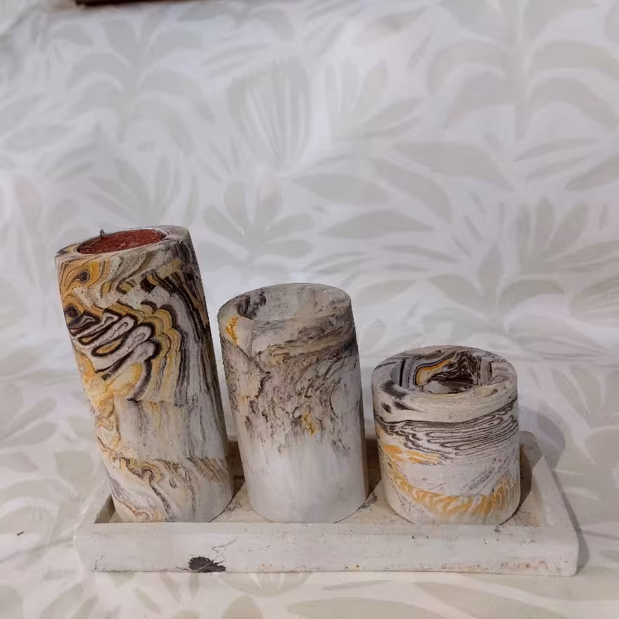 اکسسوری دکوری جاوارمری استوانه طلایی سفید