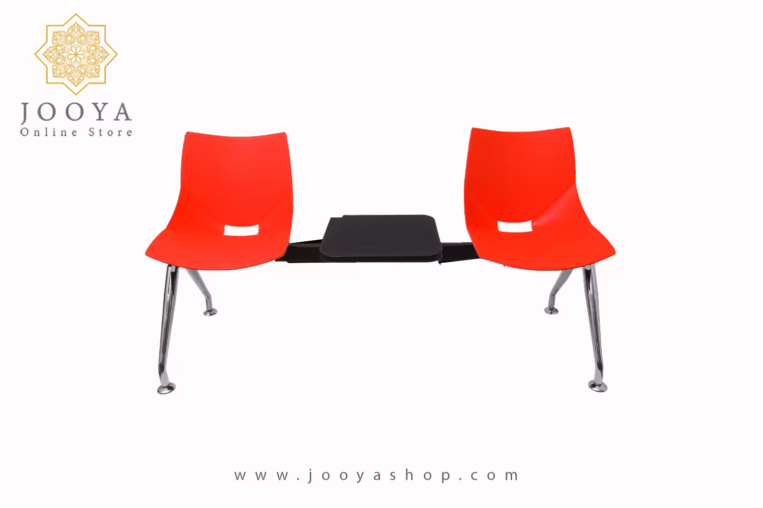 نیمکت انتظار دو نفره وسط میز دار نظری مدل شل پایه کروم کد N833T