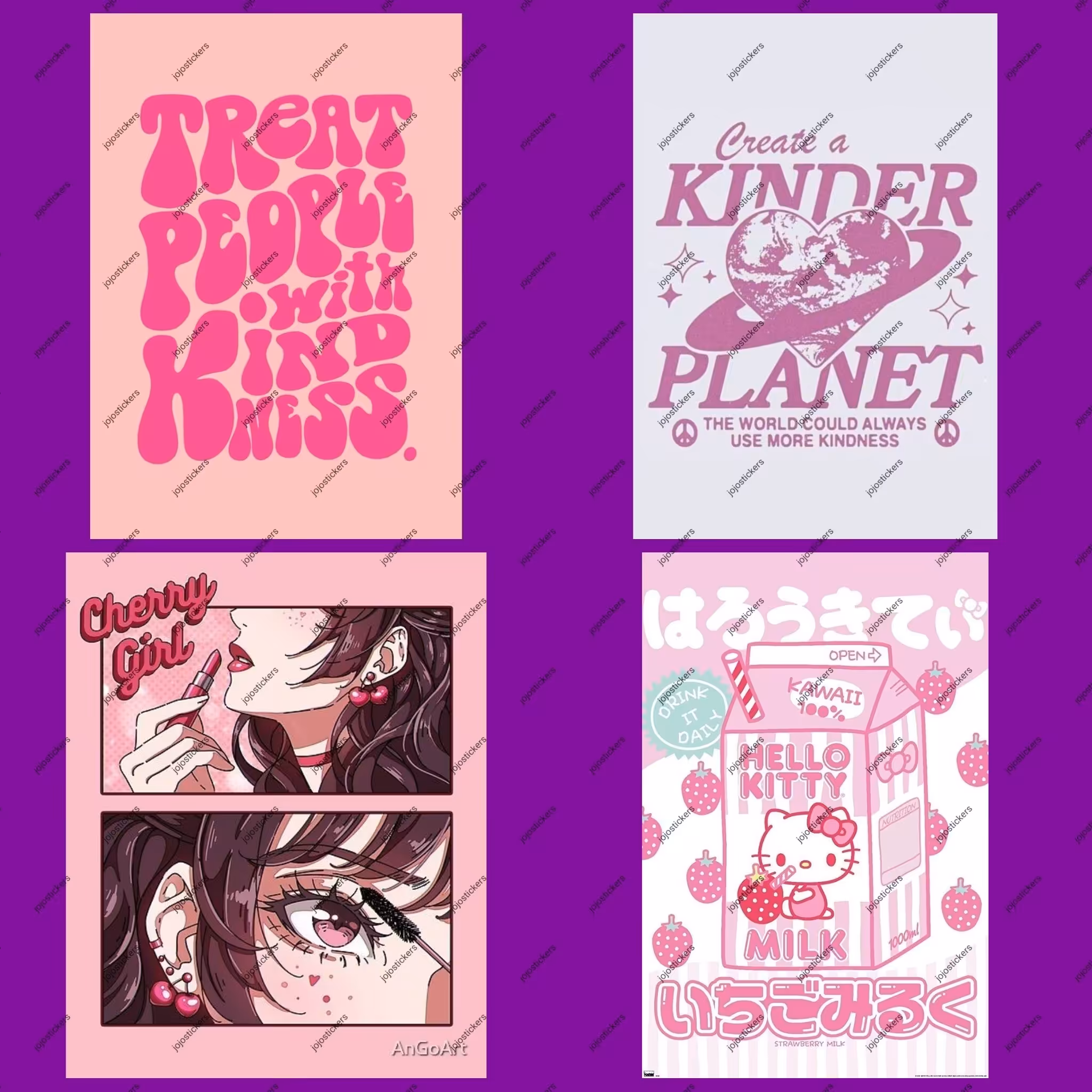 پک 4 عددی پوستر  صورتی 