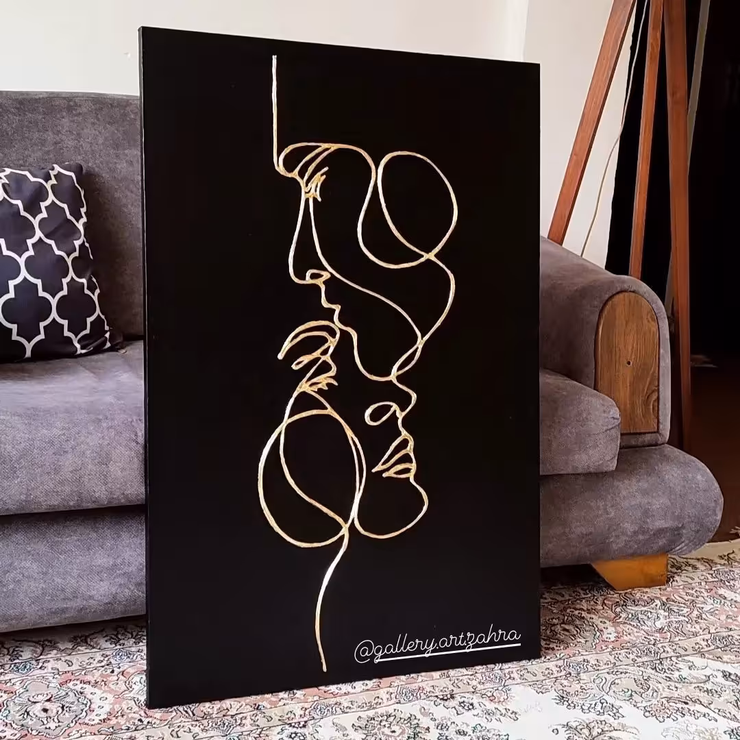 تابلو مدرن و برجسته مشکی طلایی کد 2