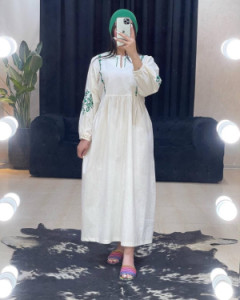 پیراهن کمر چین لینن
