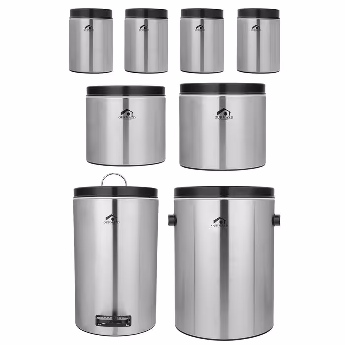 سرویس 8 پارچه آشپزخانه اورمزد مدل نقره ای درب مشکی