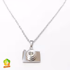 گردنبند مدل دوربین استیل نقره ای