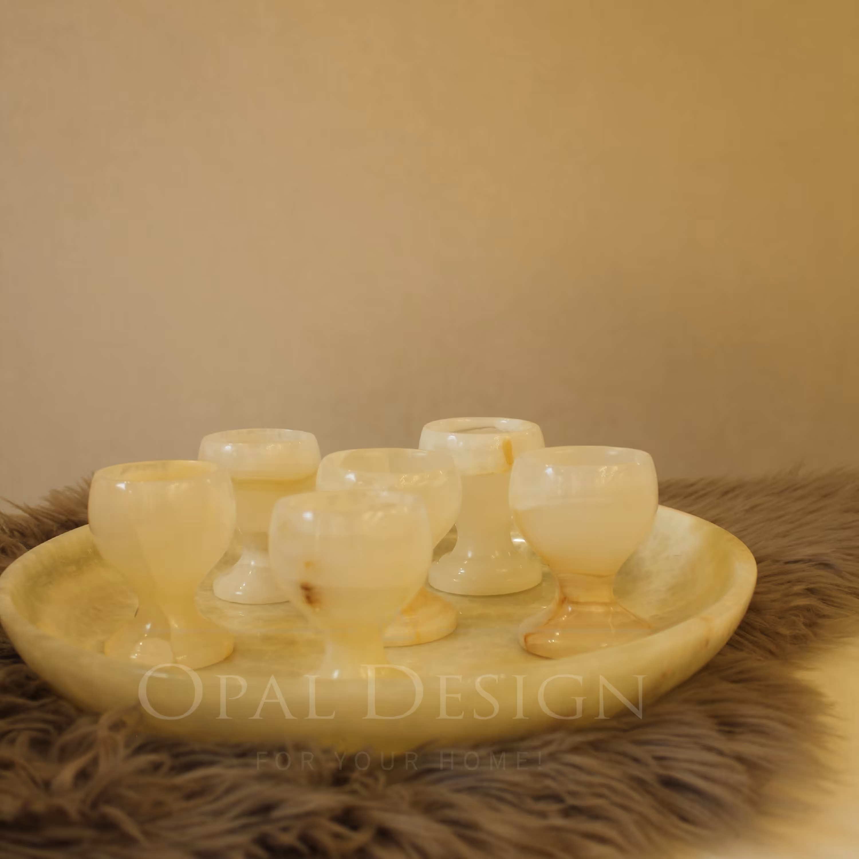 ست جام و سینی از جنس مرمر 