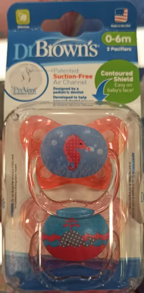 پستانک دکتربراونز ارتودنسی شبرنگ 2 عددی  6-0 ماهگی دکتر براون طرح دریا    drbrowns