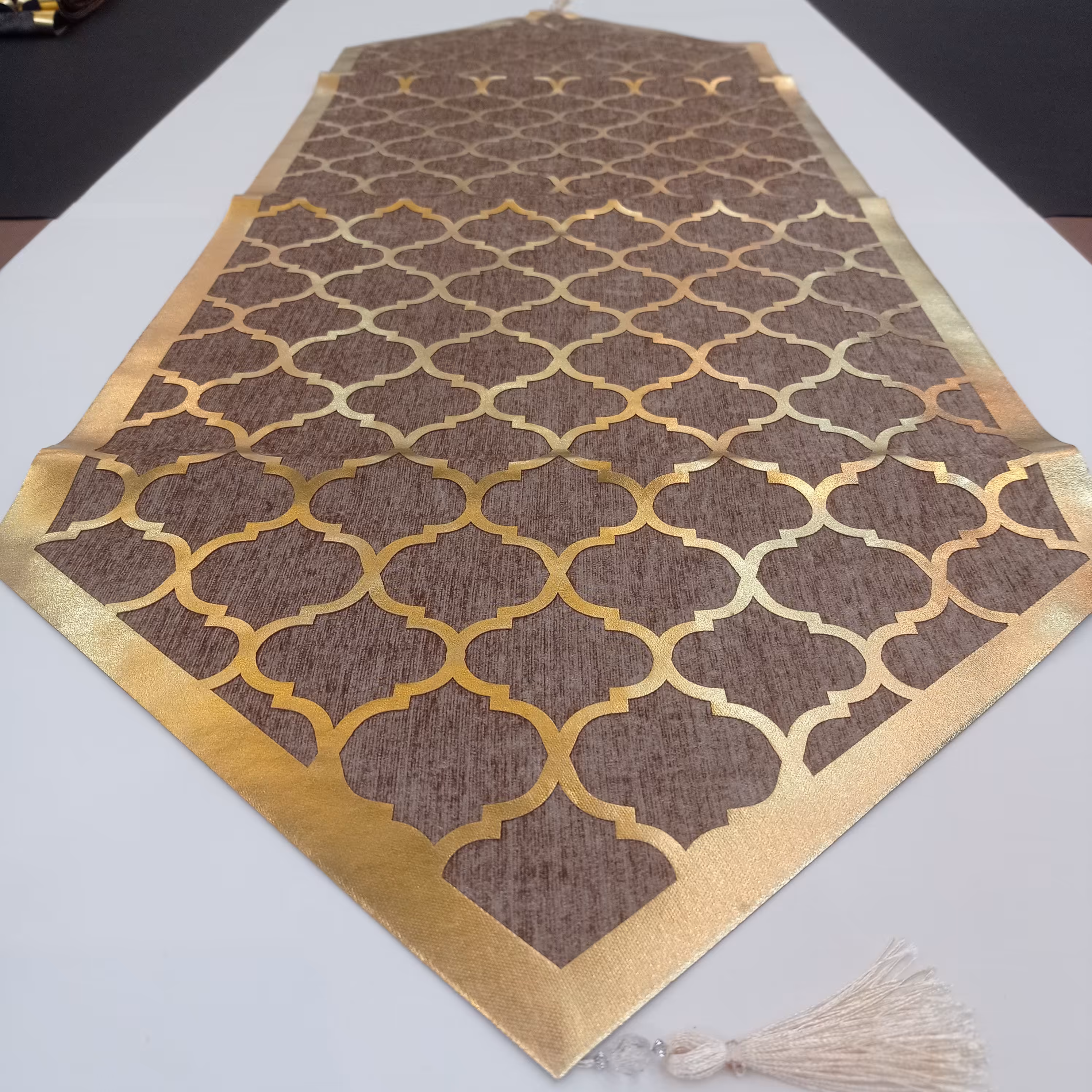 رانر مخمل چرم رومیزی غذا خوری مدل مراکشی سایز 130*40