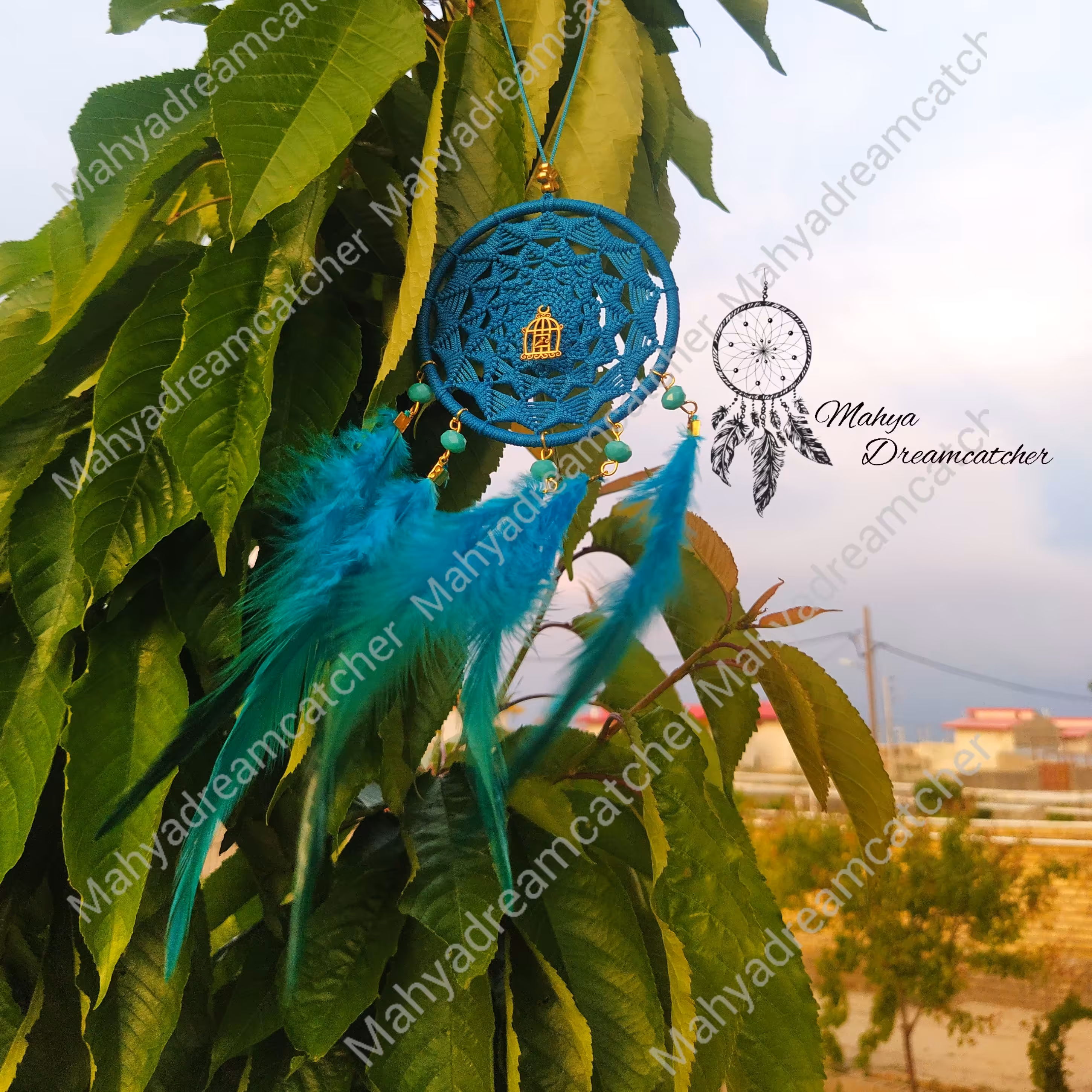  دریمکچر یا کابوسگیر  مخصوص آویز آینه خودرو یا آویز دیواری طرح خورشیدی  ریز بافت کد 01