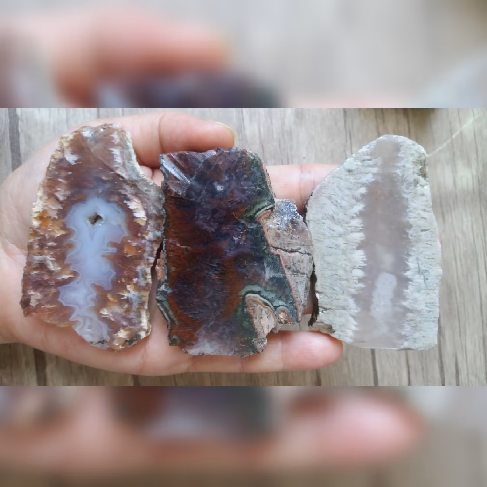 اسلایس عقیق اصل با رنگ طبیعی به شکل منظره مناسب دکور و ویترین یا ساخت نگین. چند عدد اسلایس خوشرنگ 