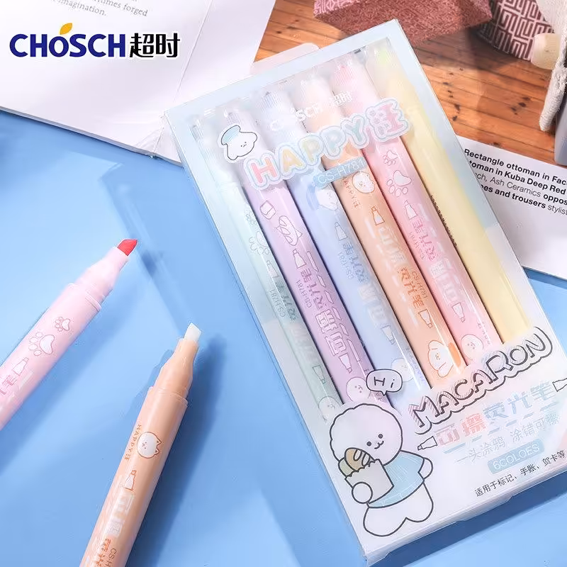 ست هایلایت 6 عددی دو سر پاستلی طرح سگ