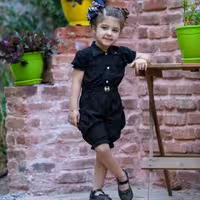 رمپر کتان کش مشکی محرمی مجلسی دوخت تمیز و عالی سایز بندی مناسب 6 ماه تا 5 سال