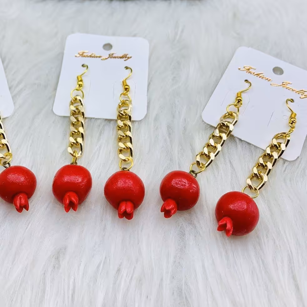 گوشواره اویز 1040021 انار مناسب برای شب یلدا. با کیفیت و جذاب شیک پر فروش. بدون حساسیت