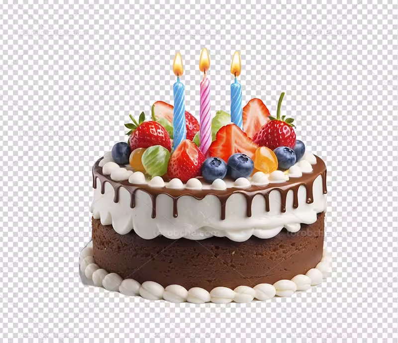عکس PNG کیک تولد و شمع روشن | گرافیک با طعم تربچه