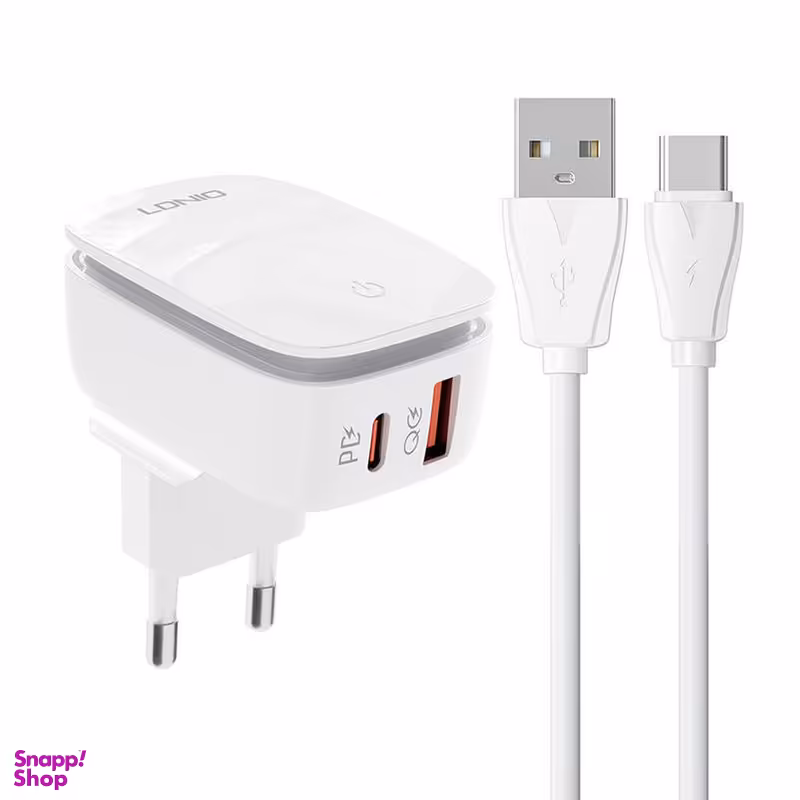 شارژر دیواری 20 وات الدینیو مدل CHANGEABLE به همراه کابل تبدیل USB-C