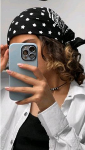 باندانا ستاره ای مشکی 77 سانت پارچه ای