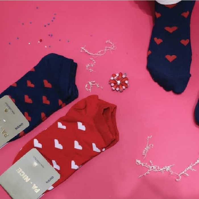 جوراب مچی طرح قلب سفد