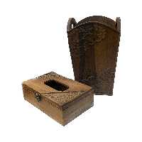 سطل و جای دستمال چوبی مدل منبت