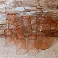 پارچ ولیوان فرانسه رنگ صورتی پیچ 