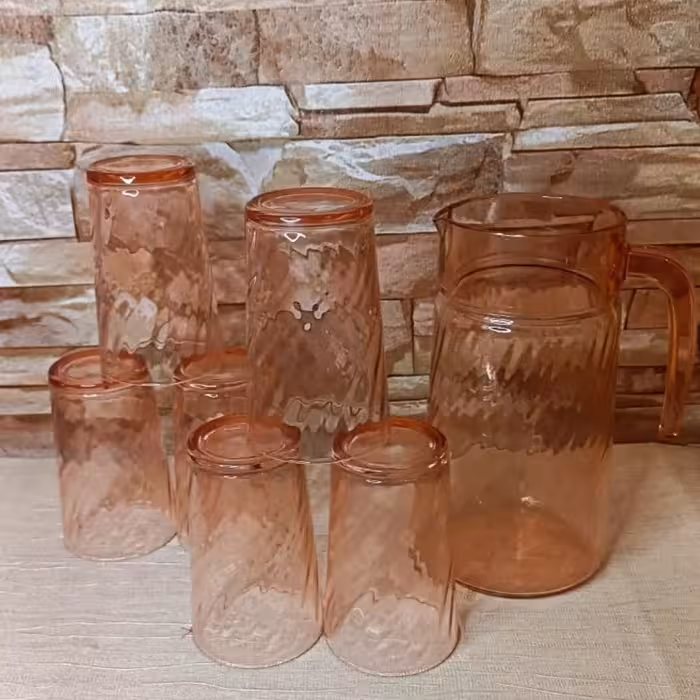 پارچ ولیوان فرانسه رنگ صورتی پیچ 