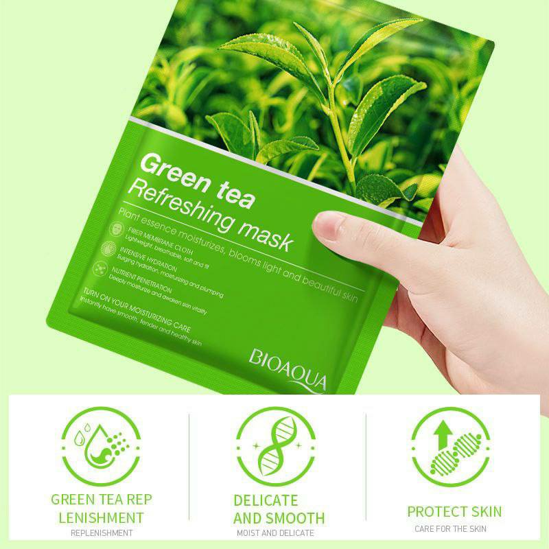 ماسک صورت ورقه ای چای سبز بیوآکوا 