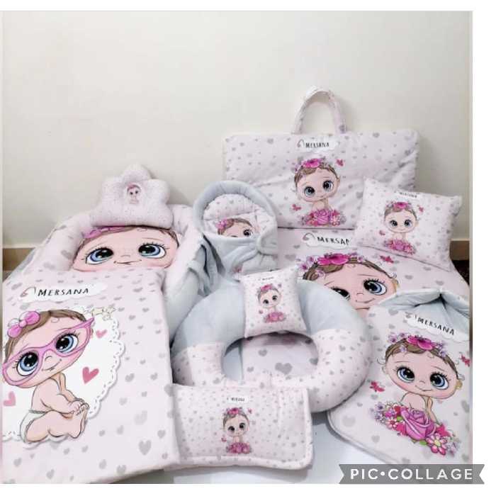 ست سیسمونی نوزاد تشک گارددار با پتو بالش فرم دهی تشک مسافرتی تشک تعویض قنداق و..