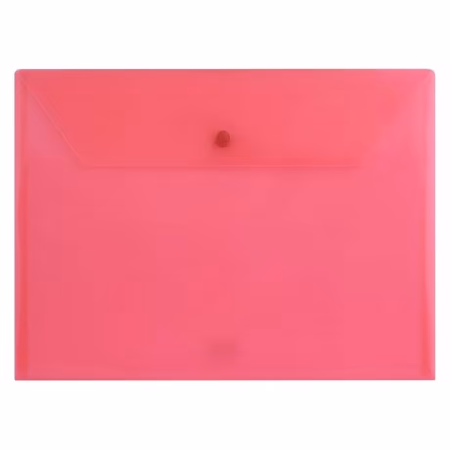 پوشه دکمه دار پاپکو مدل شفاف A4 کد A4-105T رنگ قرمز روشن