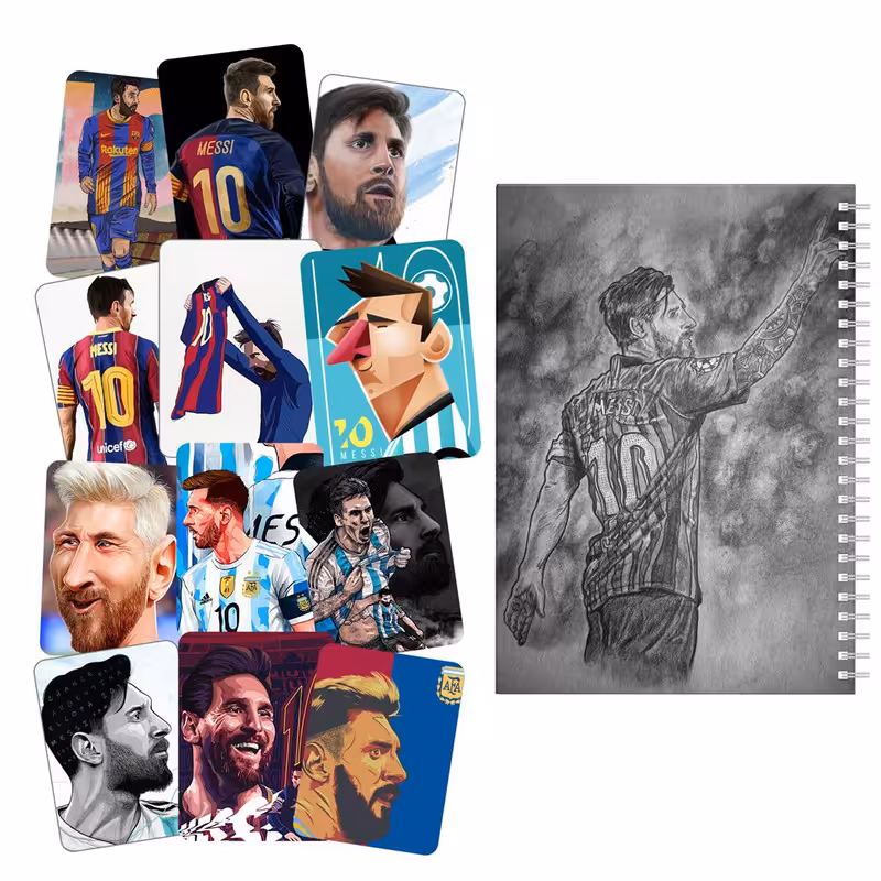دفتر مشق باژیکان طرح فوتبالی مسی کد 20213263 به همراه برچسب مجموعه 12 عددی