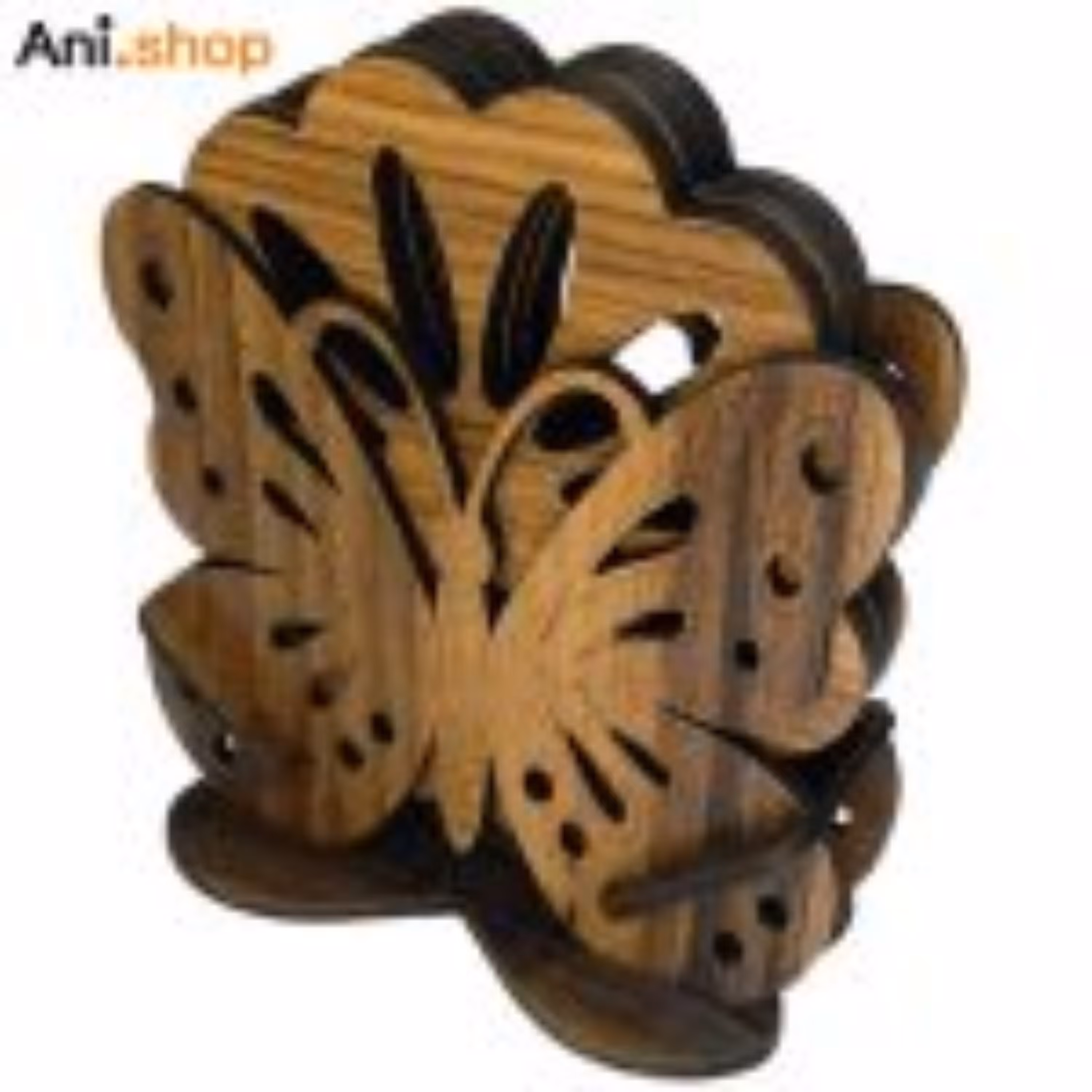 زیر لیوانی طرح پروانه قهوه ای 