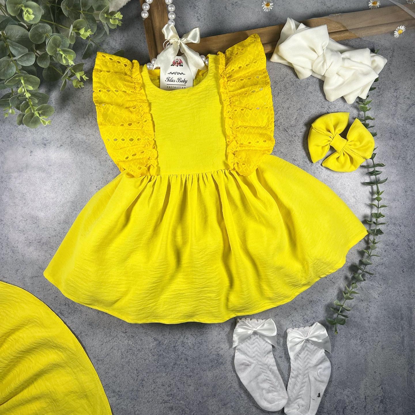 پیراهن دخترانه ابروبادی اعلا سرشونه ها سوزندوزی هندی 0 تا 6 سال