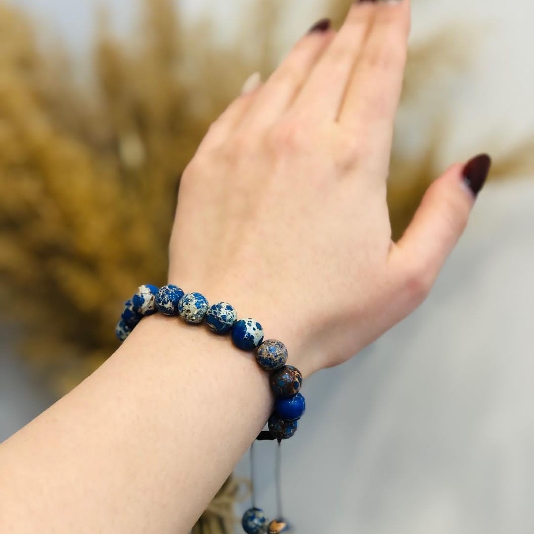 دستبند دخترانه و زنانه سنگ طبیعی دارای بند قابل تنظیم  در 5 طرح متفاوت