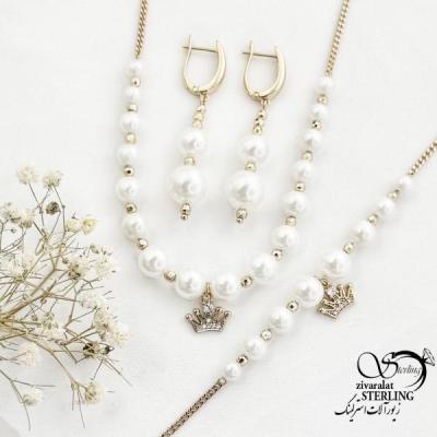 سرویس ژوپینگ مرواریدی آویز تاج کد 17569