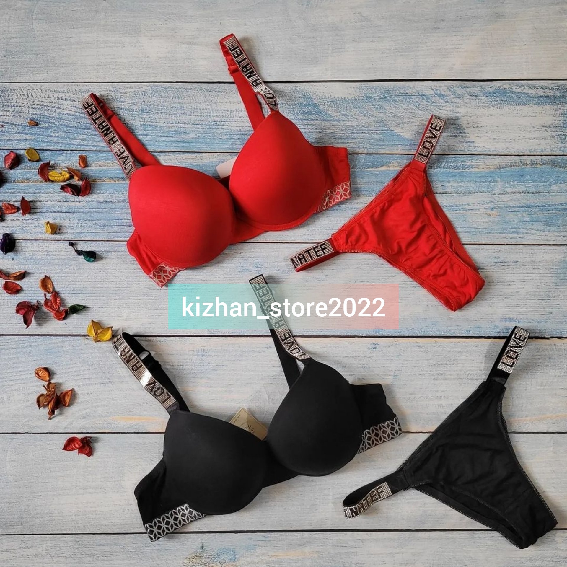 تک سایز 95 رنگ طوسی ست شورت و سوتین اسفنجی نخی با بند نگینی زیبا