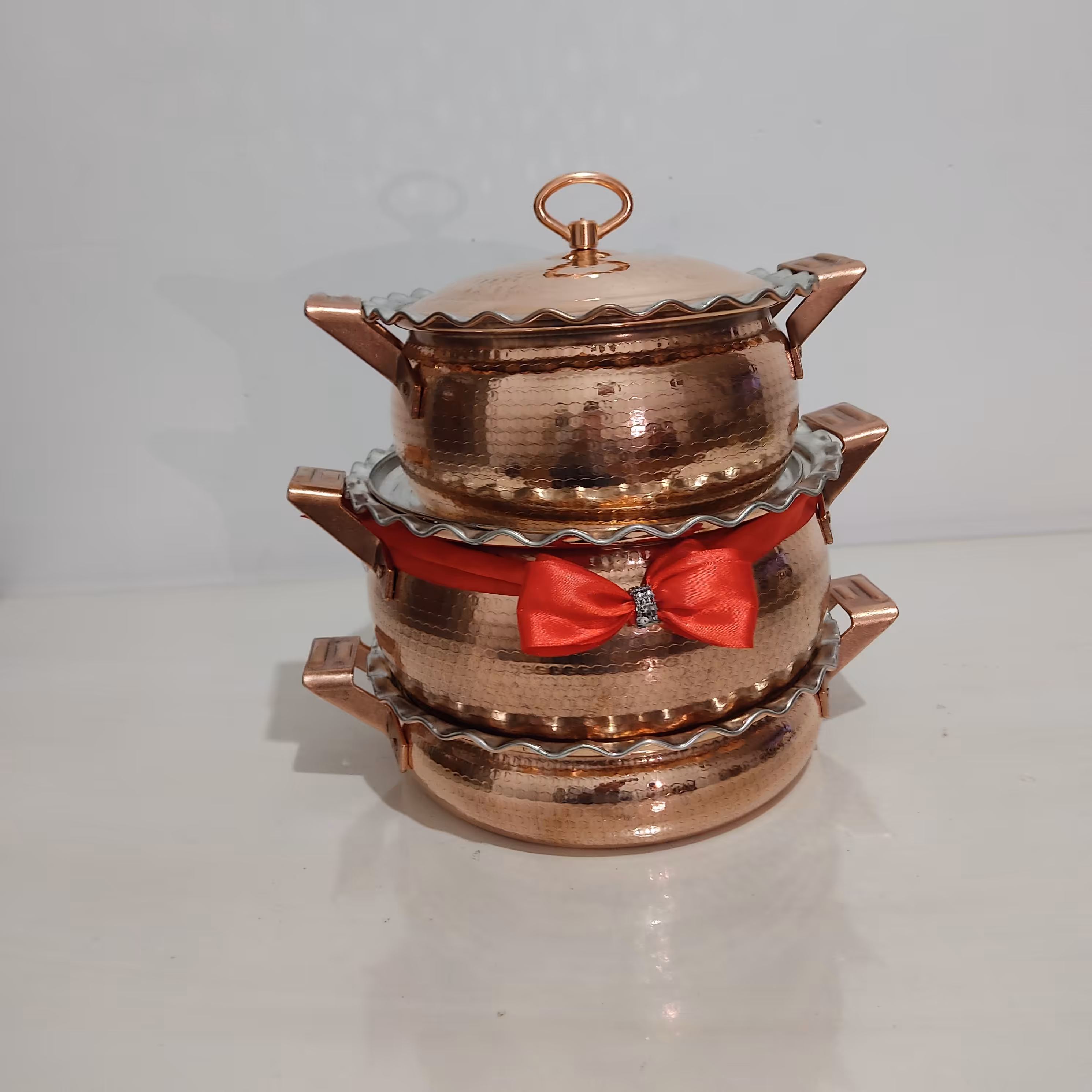 ست قابلمه و تابه مسی (سرویس جهاز عروس)