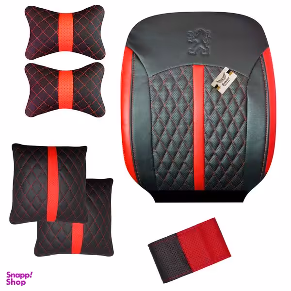 روکش صندلی خودرو سوشیانت مدل A_6 مناسب برای پژو 207 به همراه پشت گردنی و کوسن و دور فرمان