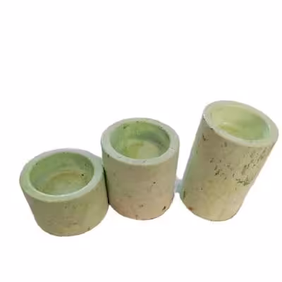 ست سه‌ تایی جاشمع سنگی دستساز کهنه کاری