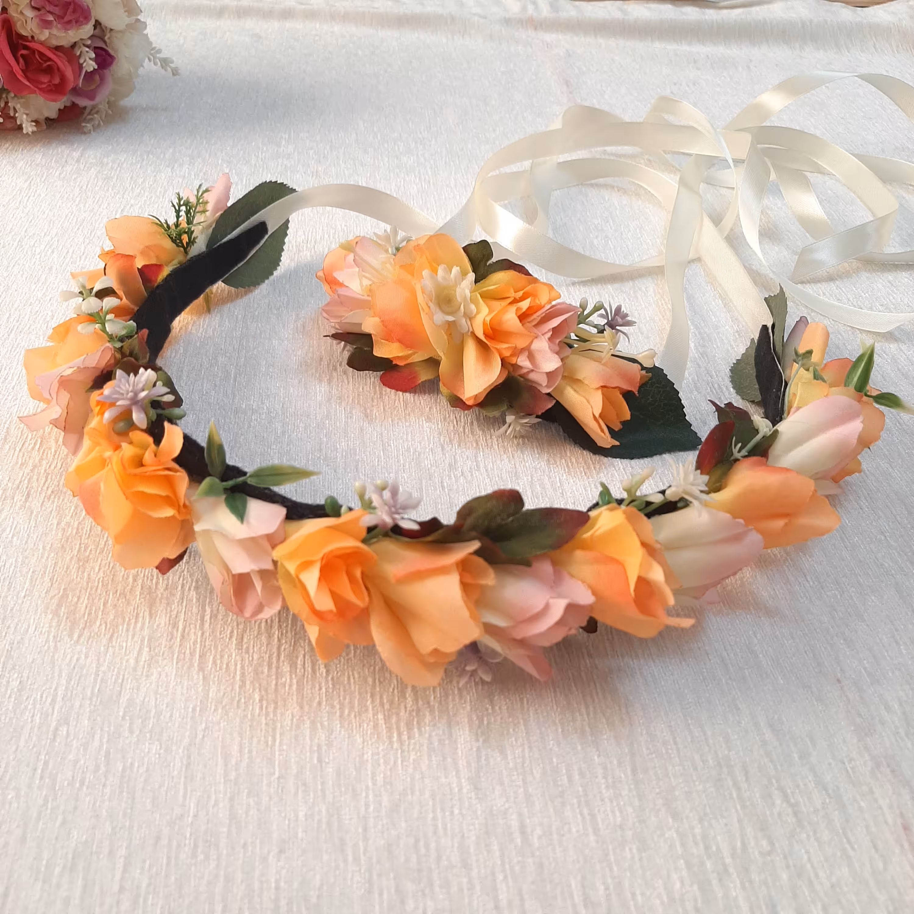 ست تاج گل و مچبند