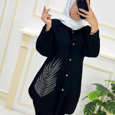 شومیز مانتویی نگین برگی
