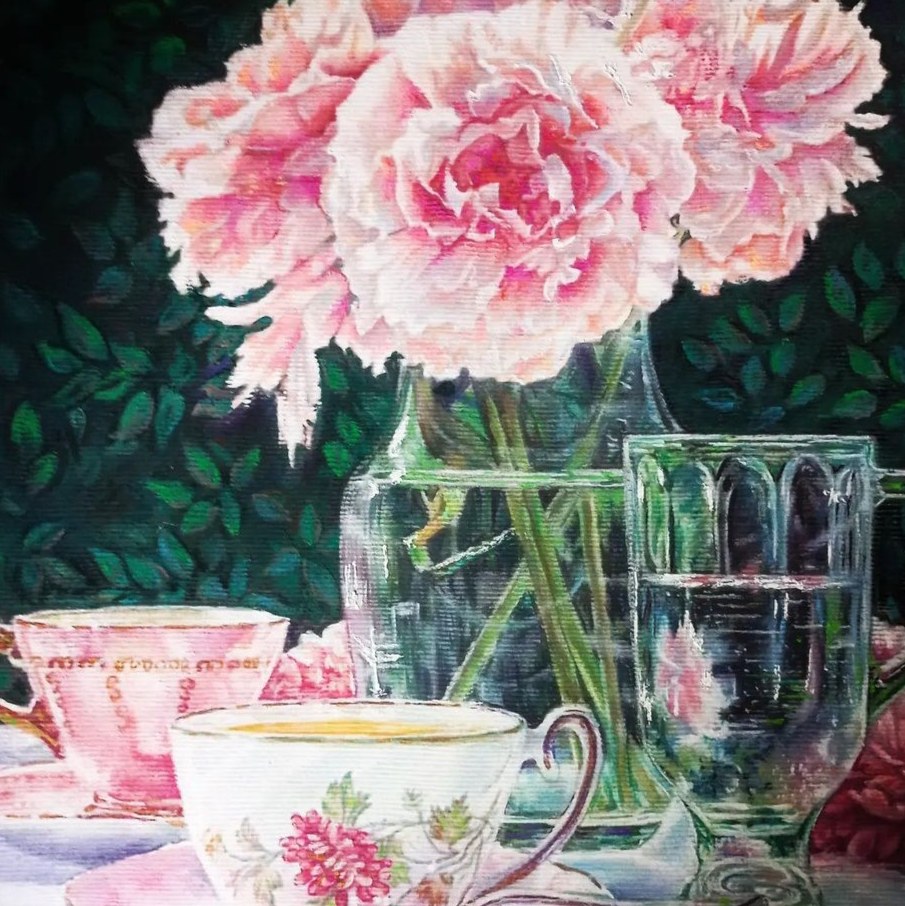 نقاشی گل وفنجون