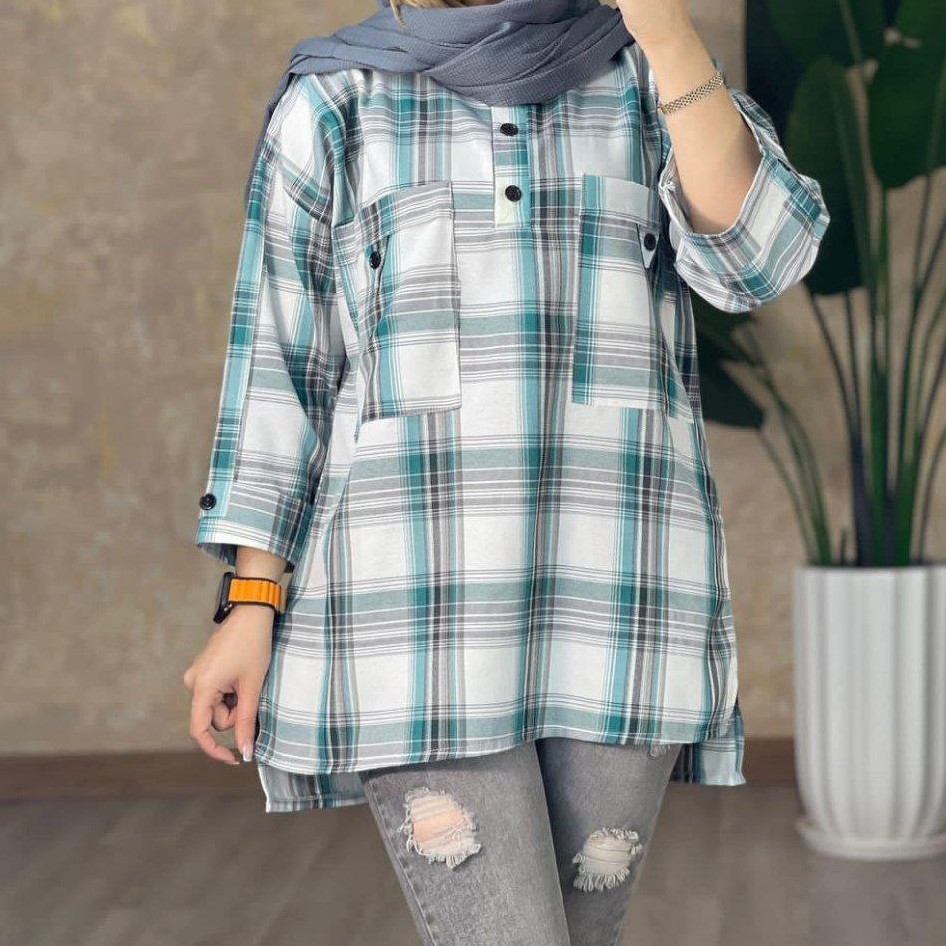 مانتو چهارخونه بهاره نخ پنبه