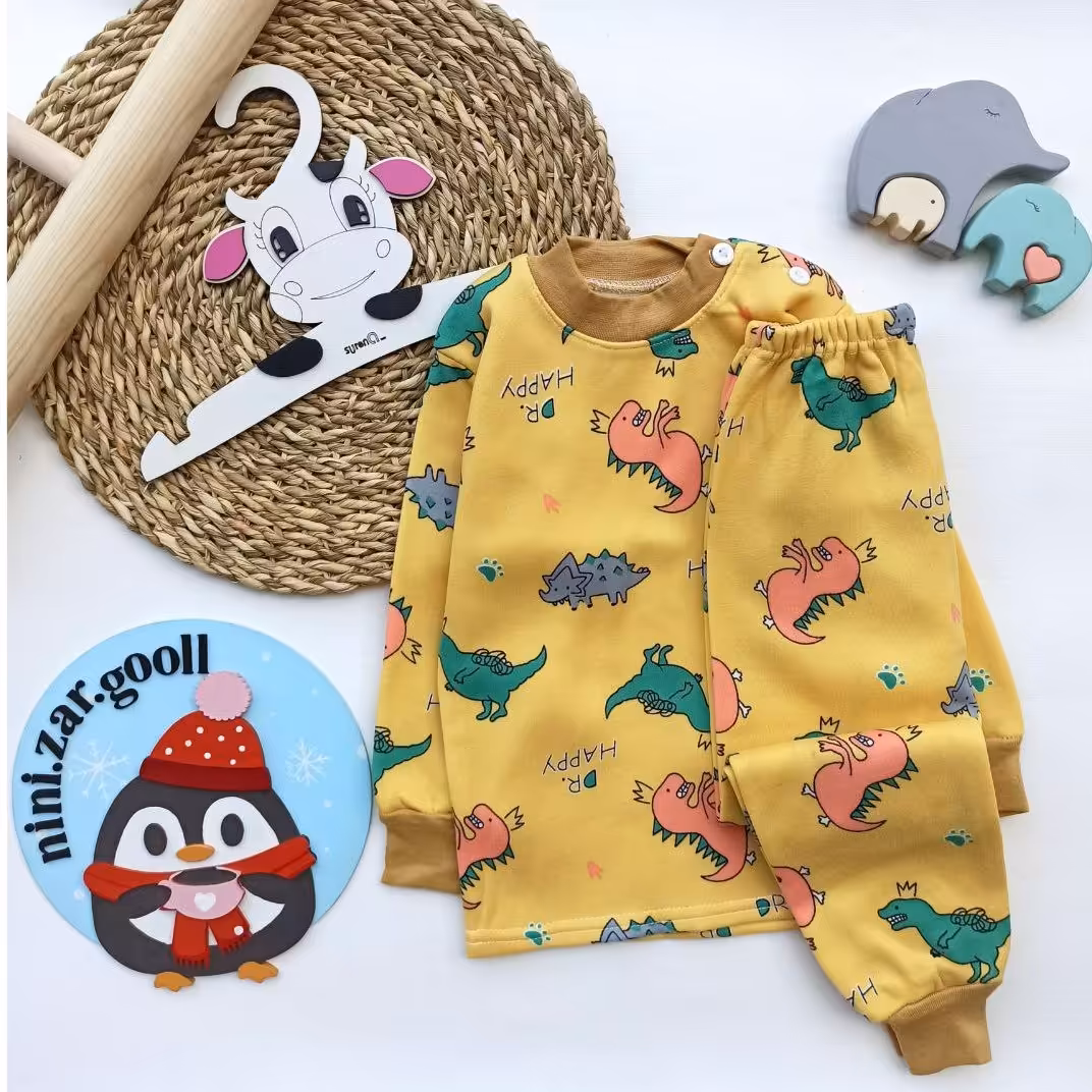 بلوز شلوار دایناسور happy،تک رنگ،جنس پنبه ای داخل کرکی،وارداتی و کیفیت عاالی