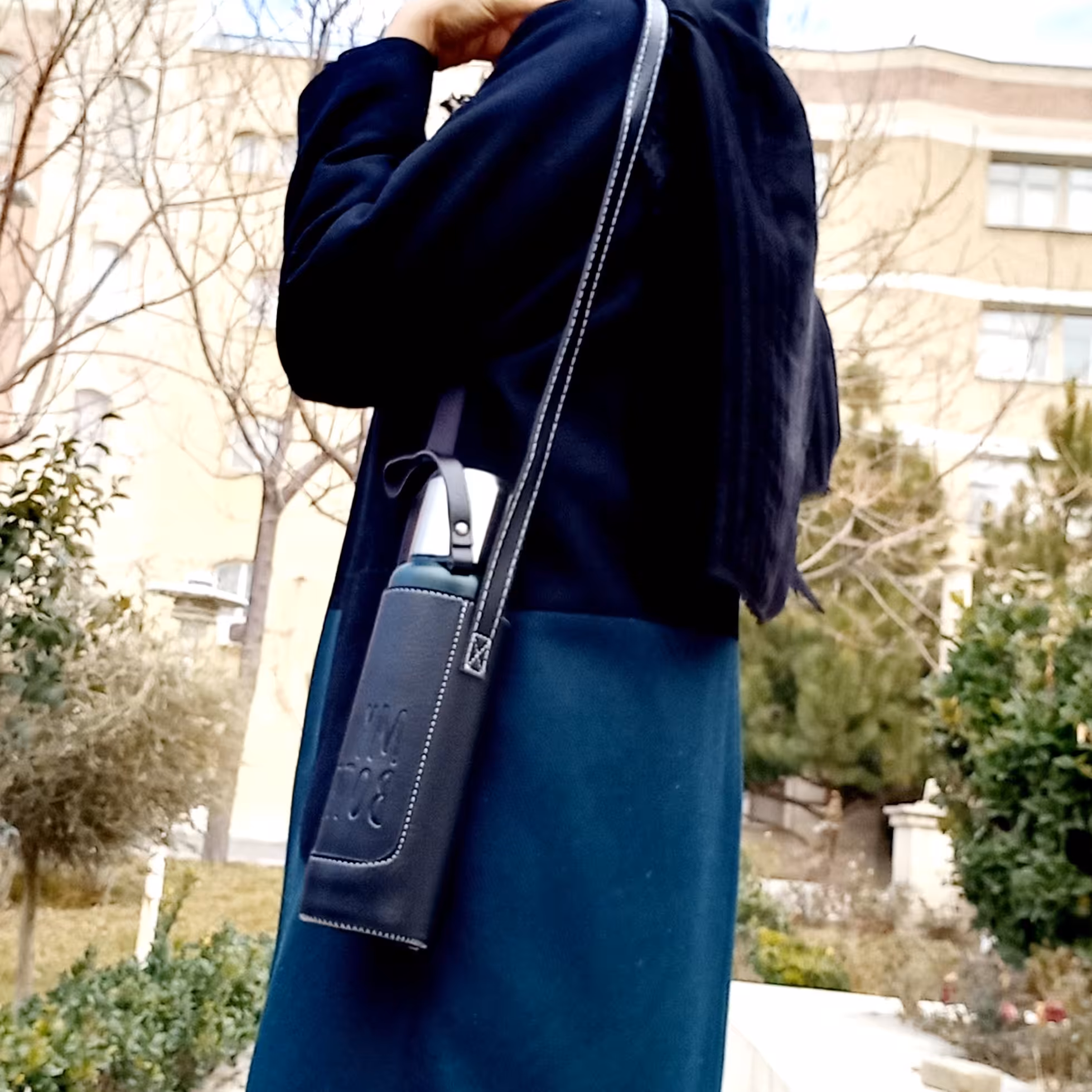 فلاسک  1200 میل با کاور چرمی 